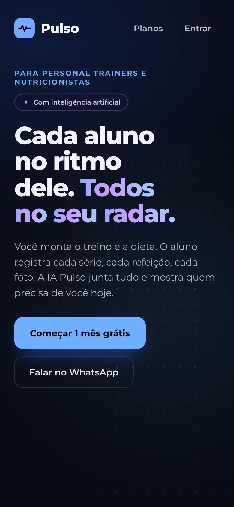 Abertura da página no celular